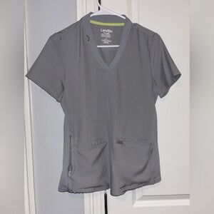 Landau Gray Scrub Top